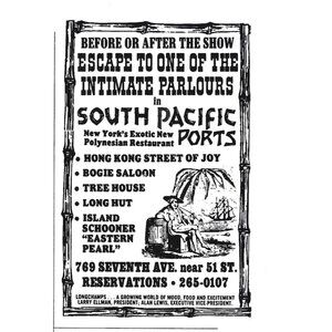 South Pacific New York City Polynesian Restaurant Advert 1970s Vintage Print 9in